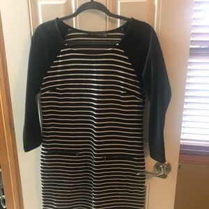 The Limited fitted jersey striped dress, 3/4 sleeve